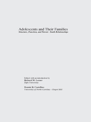 cover image of Adolescents and Their Families